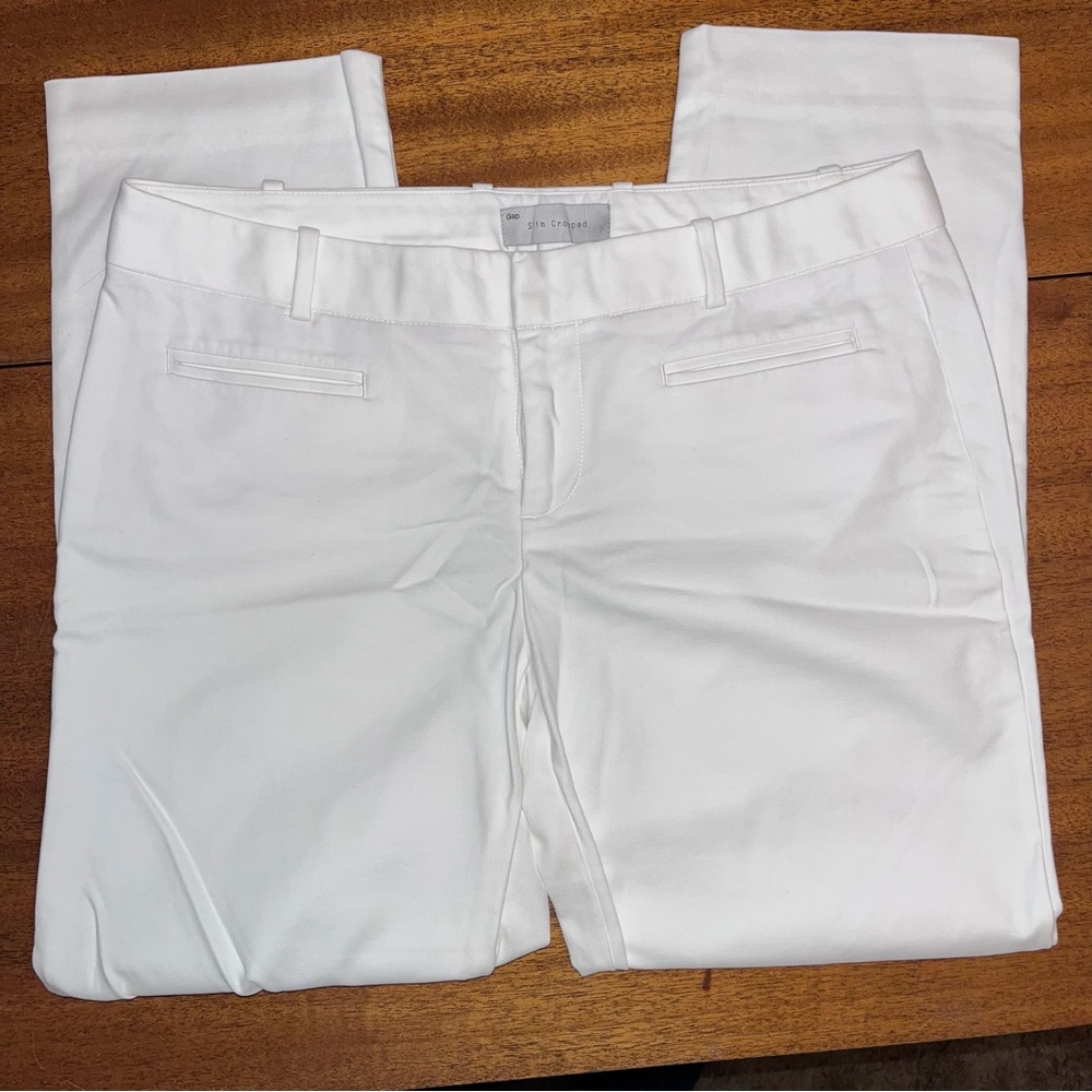 Gap Slim Cropped White Slacks - image 1